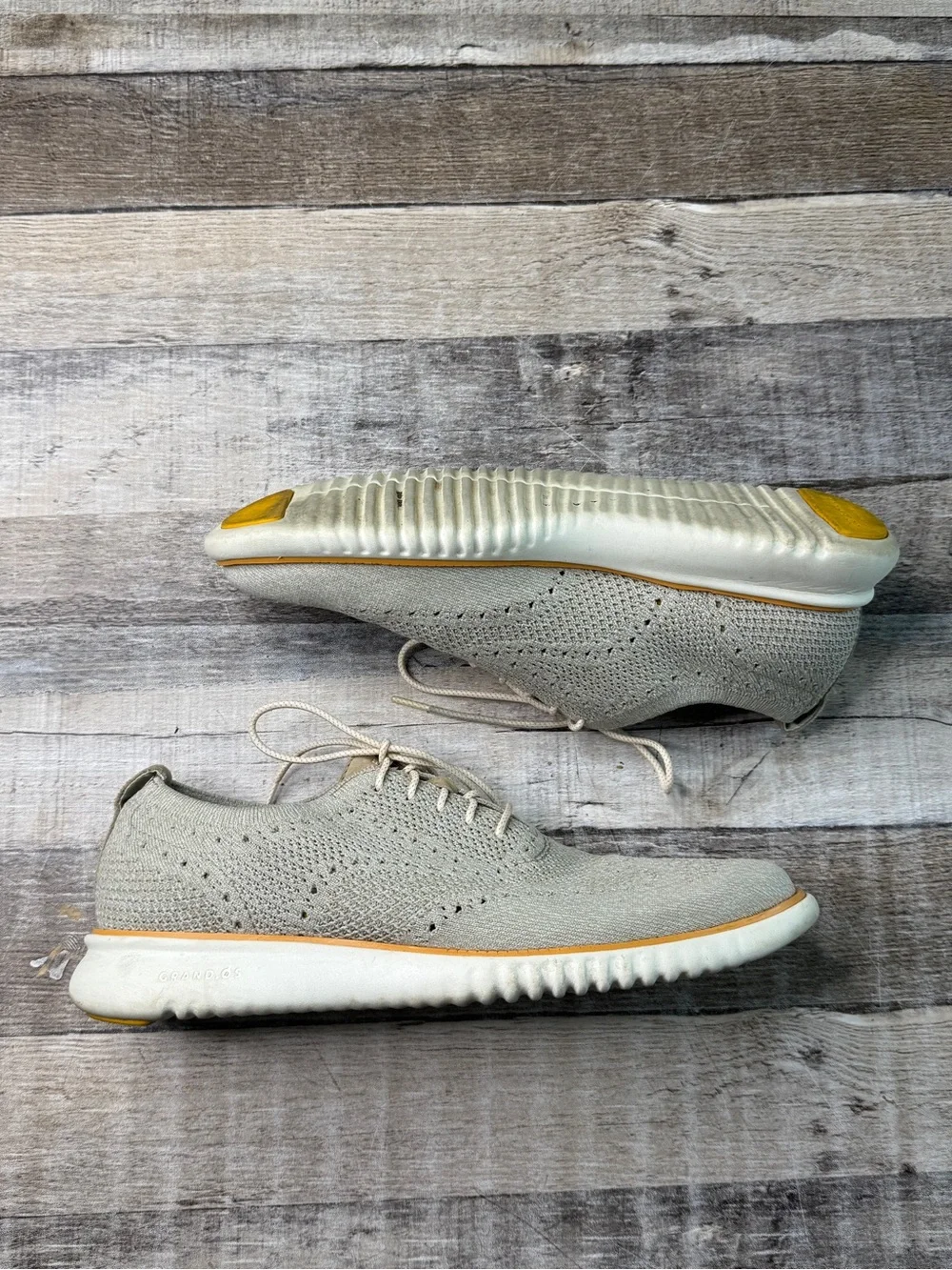 Cole Haan Oxford 11 M Light Gray Knit Men's Casual Lace-Up Shoes